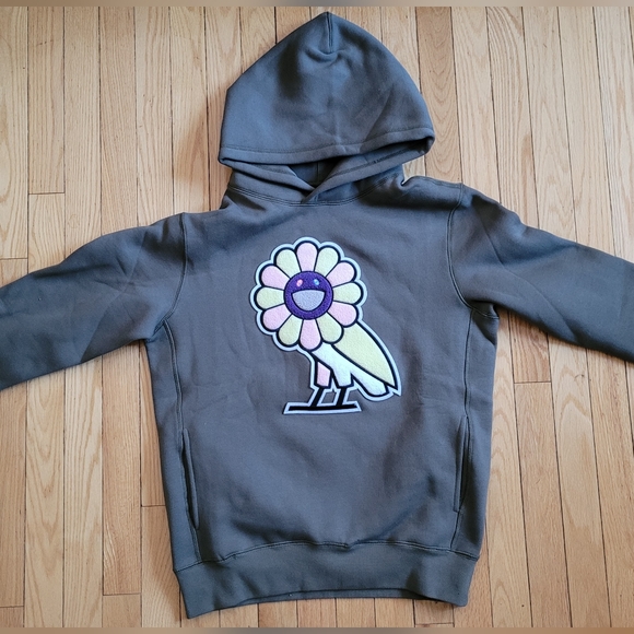 Takahashi Murakami X OVO Surplus Flower Owl Hoodie Millitary  Green - Picture 1 of 3